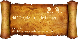 Mátyási Melitta névjegykártya